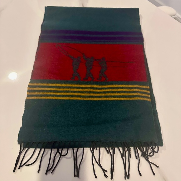 Henry Cotton's Vintage "Fishing" Lambswool Made in Scotland Preppy Scarf - Picture 2 of 9